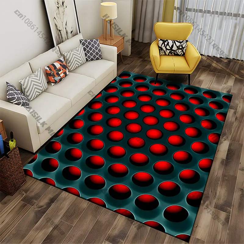 Geometric pattern with red spheres carpet Yoga living room room decor children's crawling mat doormat area rug games mat