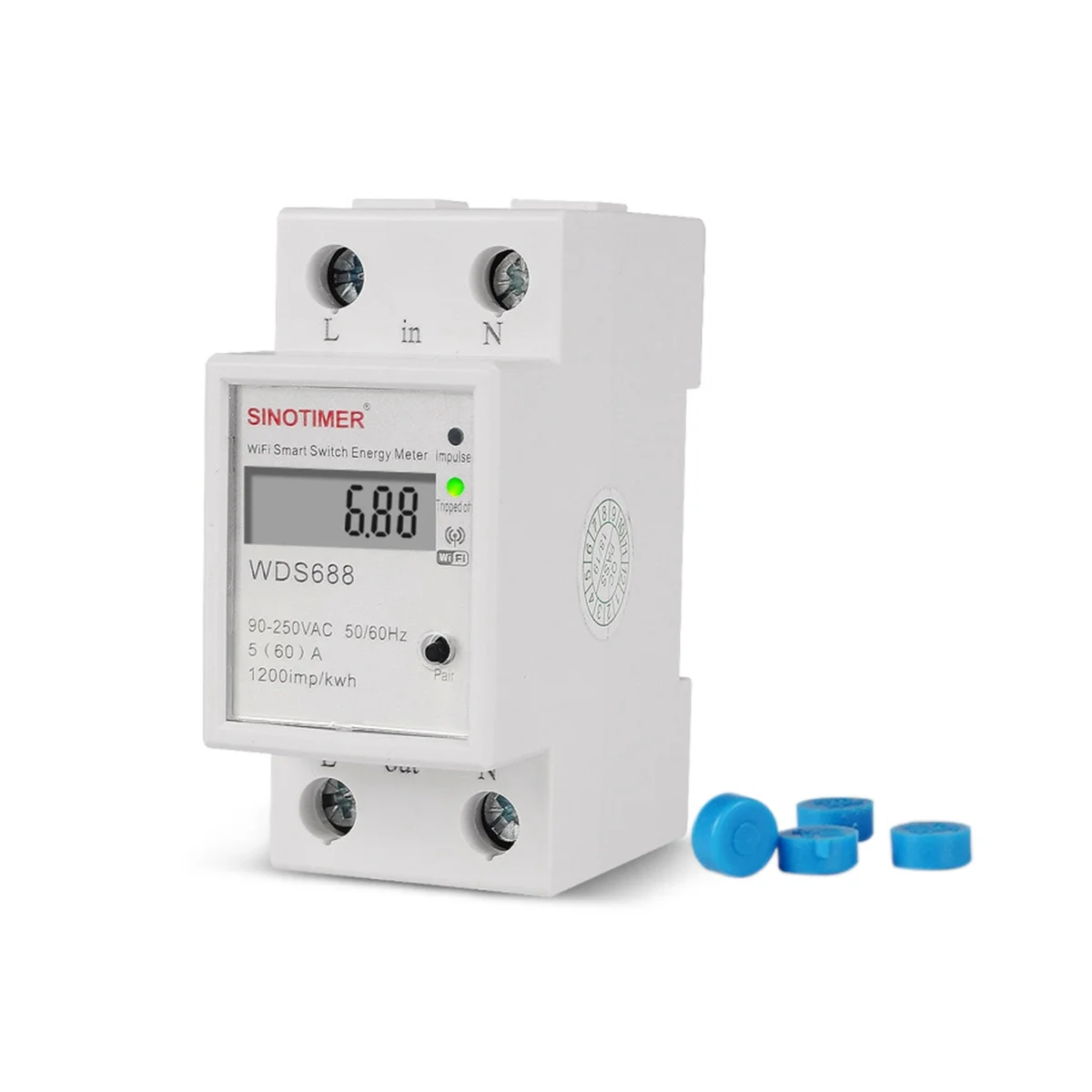 SINOTIMER WDS688 Smart WiFi Single-Phase Energy Meter Multifunction Rail Energy Meter 5-60A 230V