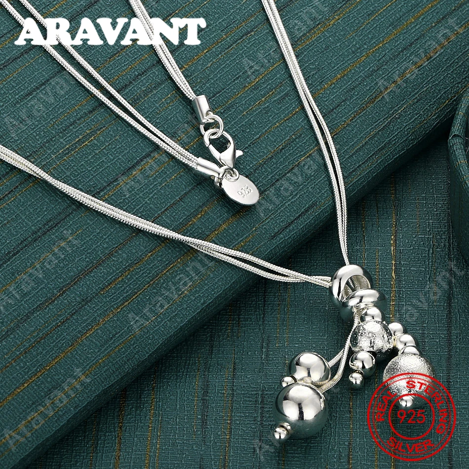 

Ожерелье-цепочка из стерлингового серебра 925 пробы с гладкими матовыми бусинами — уникальный и универсальный ювелирный подарок для женщин