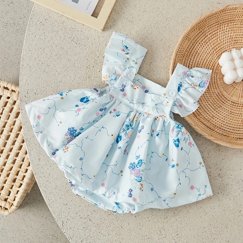 

Suefunskry Baby Girl Romper Dress Floral Print Fly Sleeve Skirts Hem Jumpsuit Infant Summer Clothes Toddler Bodysuit