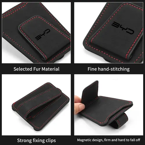 Car Sun Visor Glasses Clip Leather Sunglasses Card Holder For BYD F3 I3 F0 F6 S6 S8 E5 E6 G3 G6 L3 S7 M6 Tang Song Qing Yuan Max - Image 5
