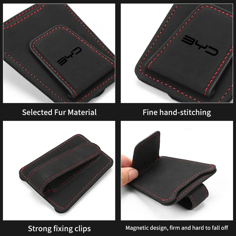 Car Sun Visor Glasses Clip Leather Sunglasses Card Holder For BYD F3 I3 F0 F6 S6 S8 E5 E6 G3 G6 L3 S7 M6 Tang Song Qing Yuan Max - Image 5