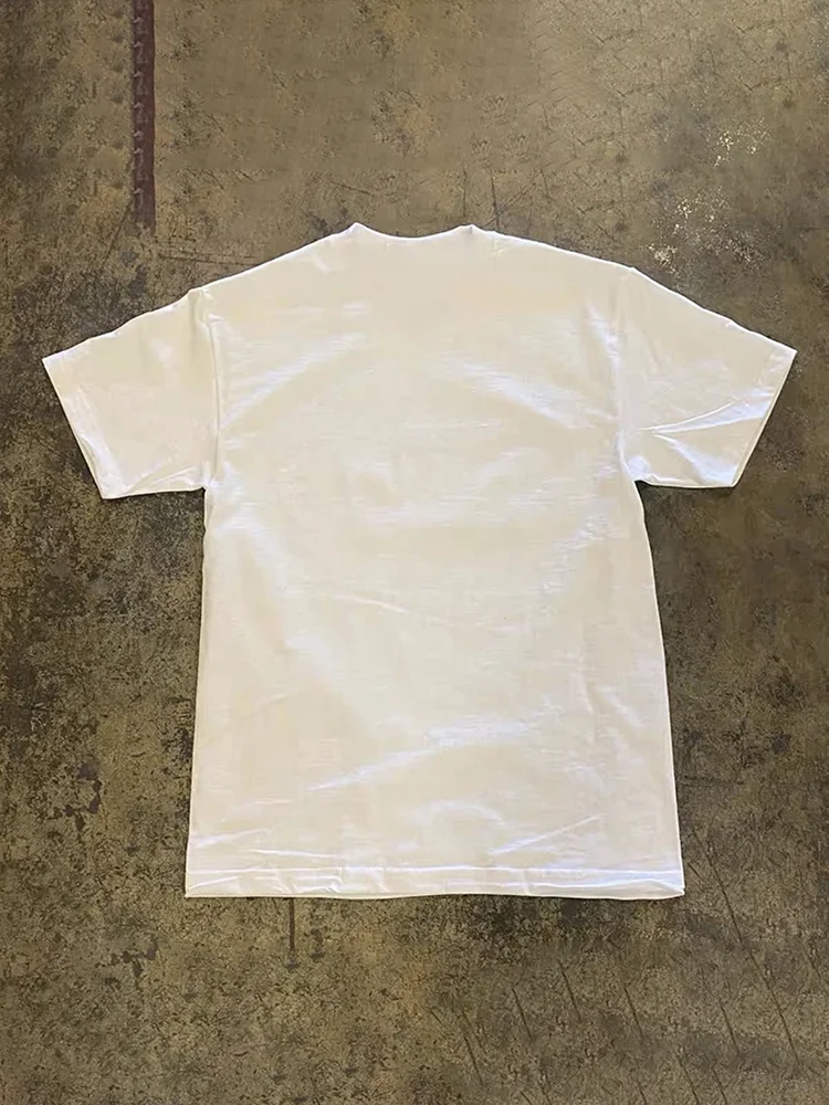 Heavyweight Pure Cotton Short Sleeve T-Shirt Unisex Couple Style Graffiti Hong Kong Style 260g Small Batch Production