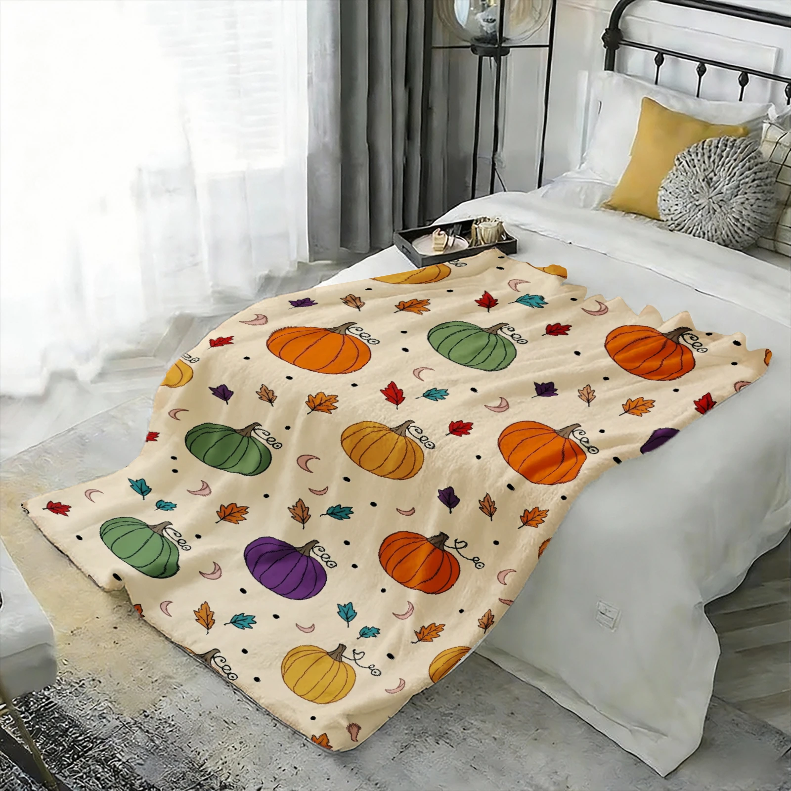 1Pcs Halloween Flannel Blanket for Couch, Bedrooms and Outdoor Napping MatsMulti-Sized Napping All Seasons Warmth Giving Gift