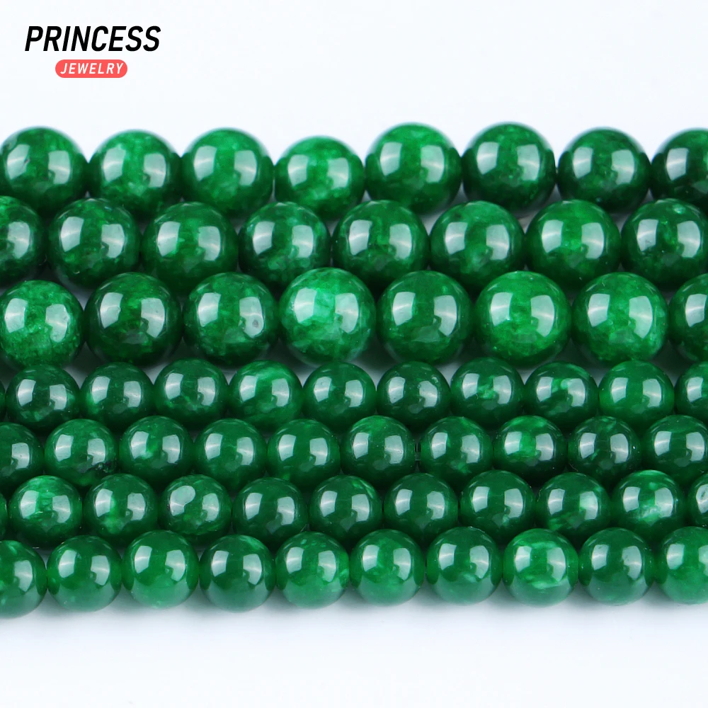 A+ Natural Dark Green Taiwan Jasper Jade 6 8 10mm  Loose Stone Beads for Jewelry Making Bracelets DIY Accessories Wholesale