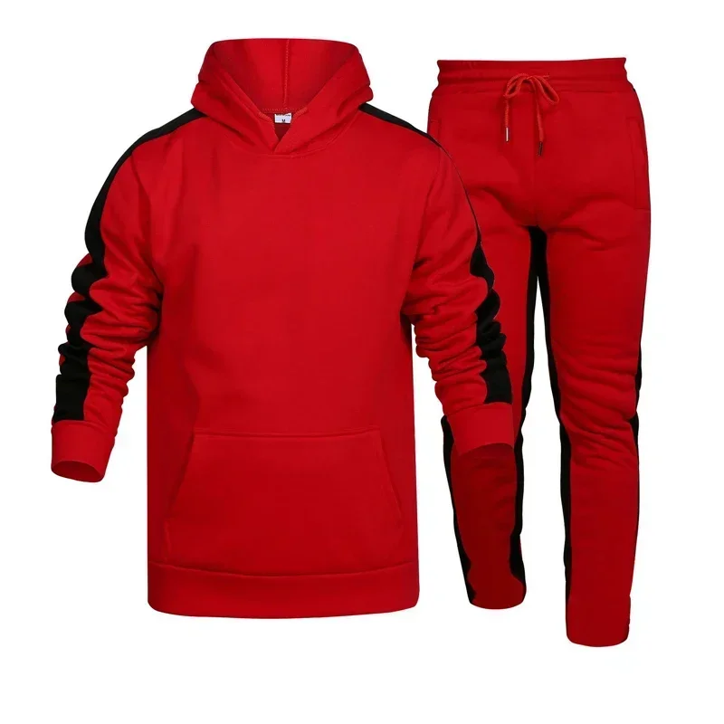 Autumn Winter MensTracksuit Casual Hooded Sweatshirt Suit High Quality Jogging Gym 2 Piece Set Outdoors Football Sports Clothing