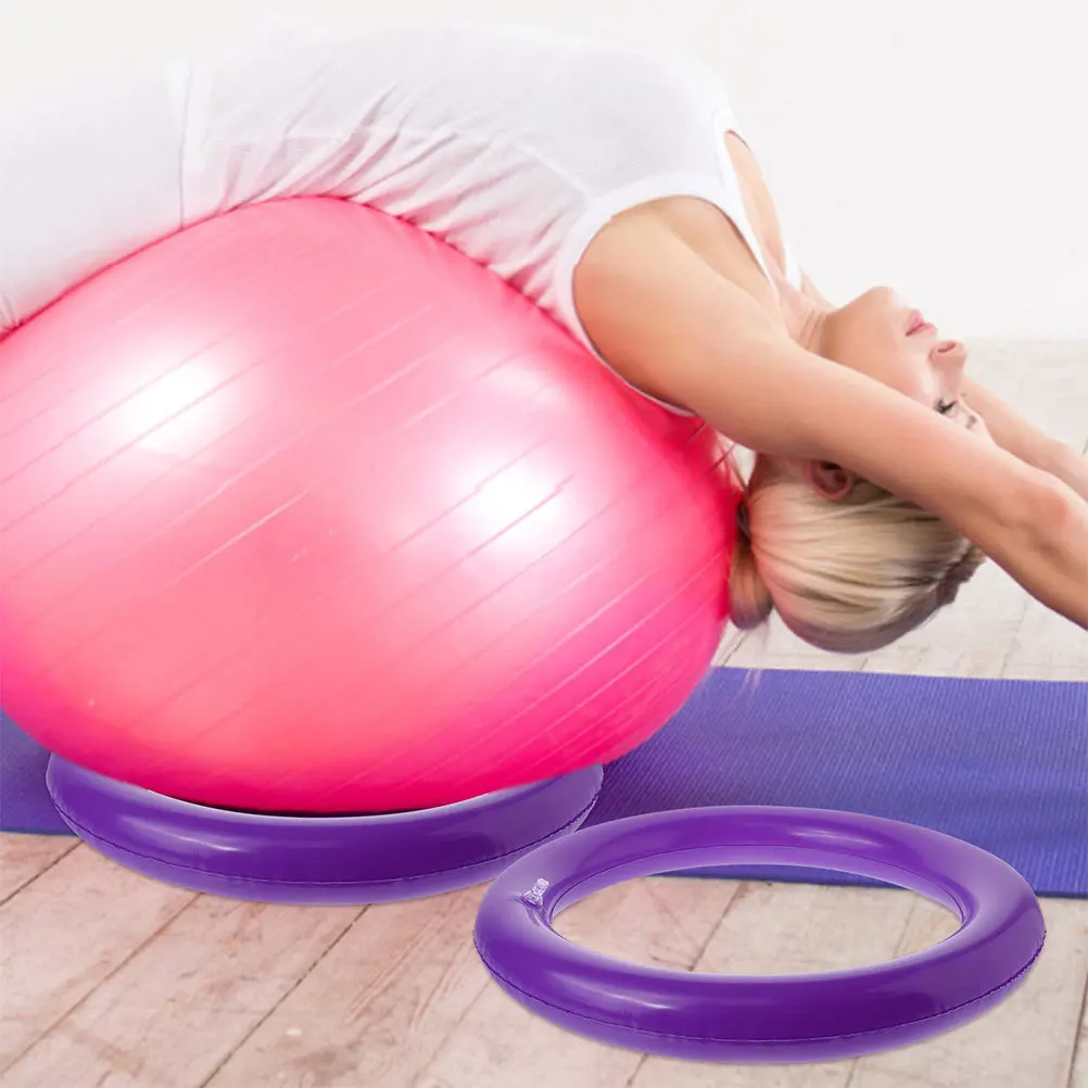 

2pcs Yoga Ball Base Round Anti Slip Fitness Ball Holder Inflatable Portable Support For Balance Training Durable Pvc Exercise