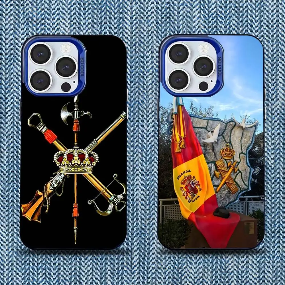

Spanish Guard Civil Emblem Phone Case For iPhone 16,15,14,13,12,11,Mini,Pro,SE,MAX Blue Matte Silicone Cover