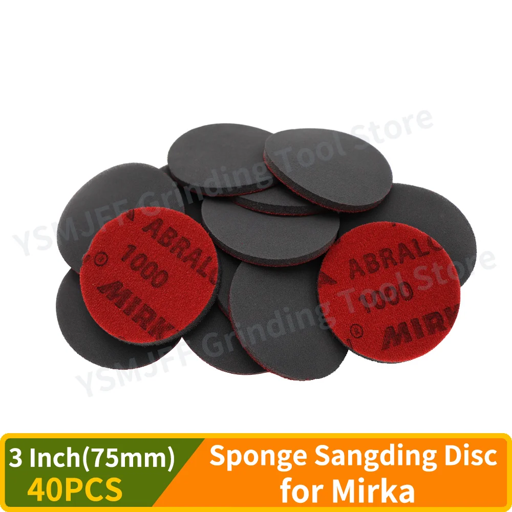 

40PCS 3 Inch Sponge Sangding Disc,180-4000 Grit Foam Dry Wet Sponge Sandpaper Disc Abrasive Tools for Mirka Grinding Sandpaper