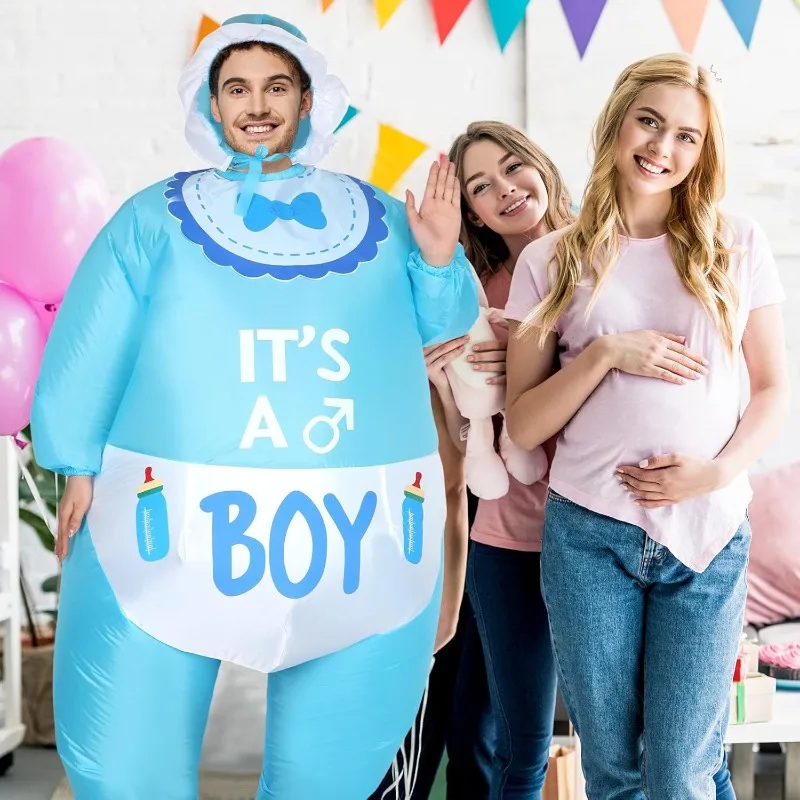 الكبار لطيف نفخ الطفل زي الوردي الأزرق الجنس تكشف ملابس الطفل دعوى للنساء الرجال هالوين كرنفال حزب تأثيري