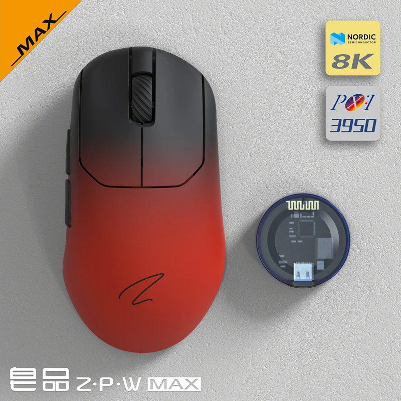 Custom Zaopin ZPW Series Wireless Mouse Tri Mode PAW3950 Sensor 30000 DPI Optical Resolution 8KHz Return Rate Lightweight Mice