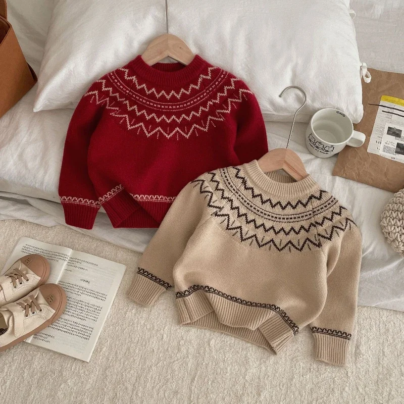 

Classic Style Boys Girls Sweaters Toddler Kids Pullover Knit Wear Winter Children's Clothes