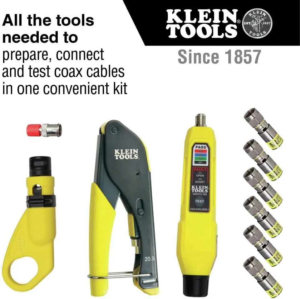 Complete Coax Cable Tool Kit with Tester, Stripper and F Connectors for Easy Installation