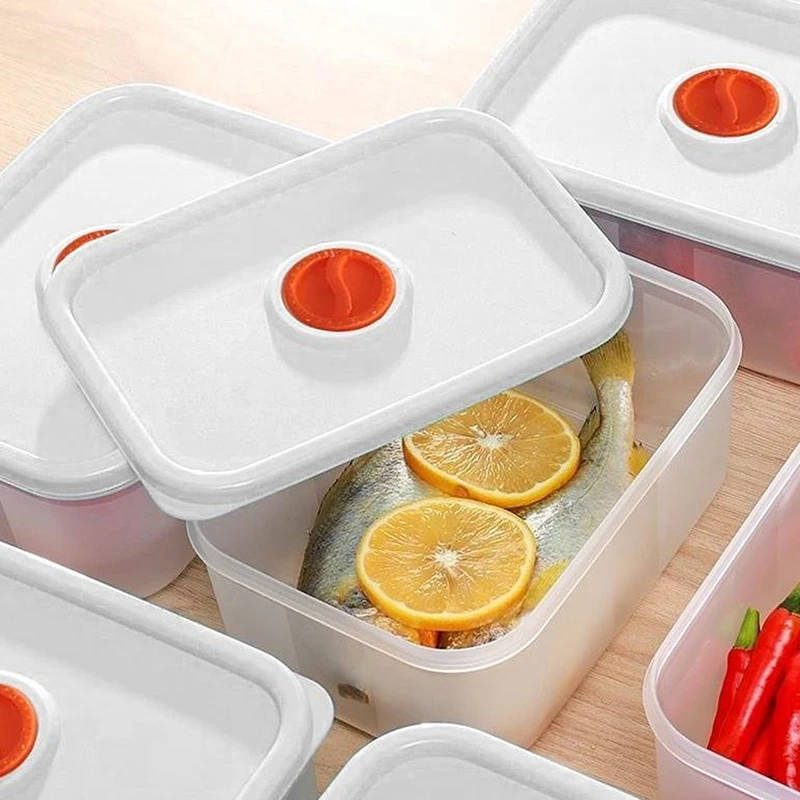 صناديق تخزين طعام الثلاجة للحوم والفواكه الطازجة، أدوات تخزين المطبخ الأساسية المحمولة المعبأة تحتوي على الطعام #4