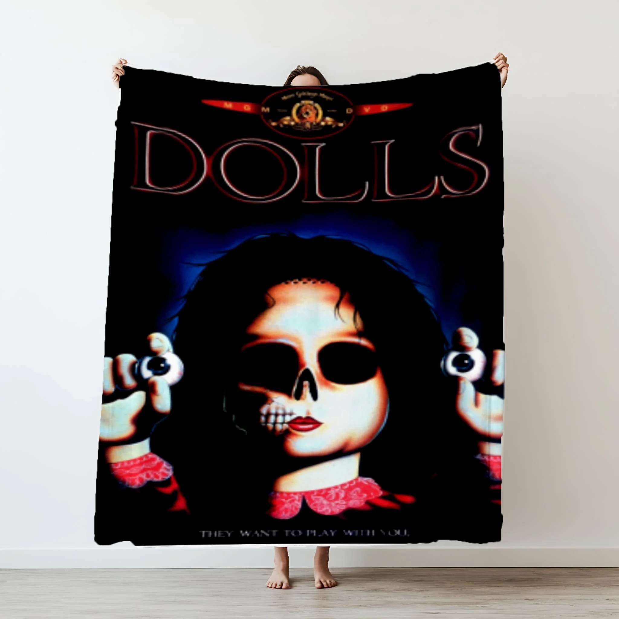 

Плед с принтом «Мистические куклы-ужасы» из мягкого флиса и фланели для дивана, кровати, вечернего киношника, идея подарка на день рождения