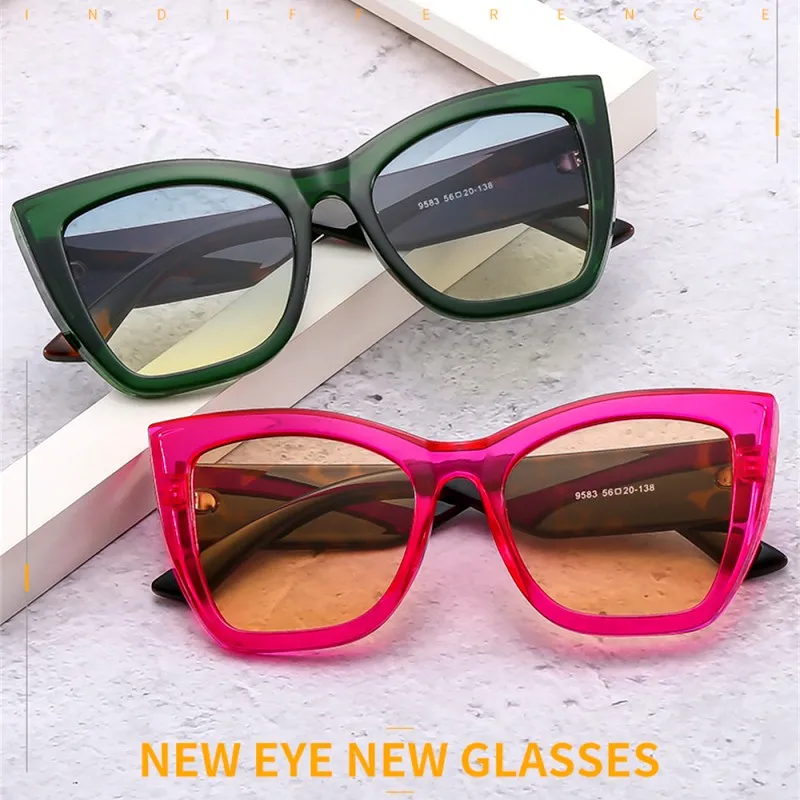 แว่นตาจับคู่สีแฟชั่นแว่นตาผู้หญิงทันสมัยแว่นตาขับรถกลางแจ้งแว่นกันแดดผู้ชายเฉดสีป้องกัน UV400