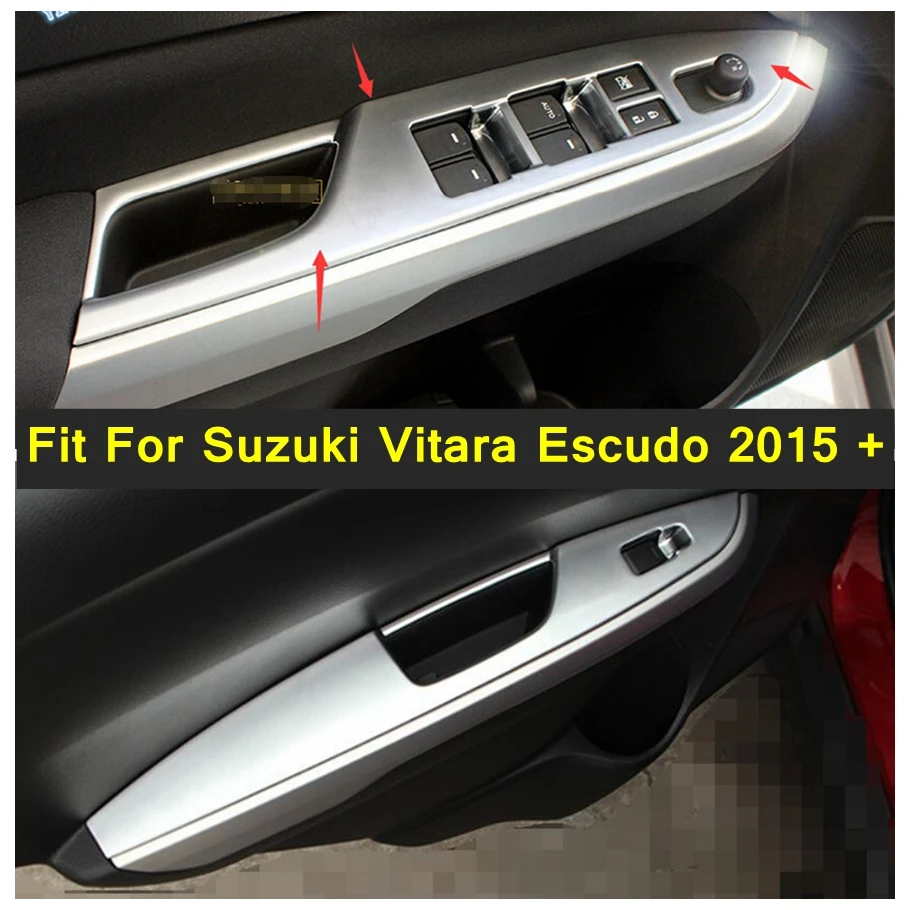 Car Styling Inner Door Armrest Window Lift Button Cover Interior Trim 4 Pcs / Set Fit For Suzuki Vitara Escudo 2015 - 2021 ABS