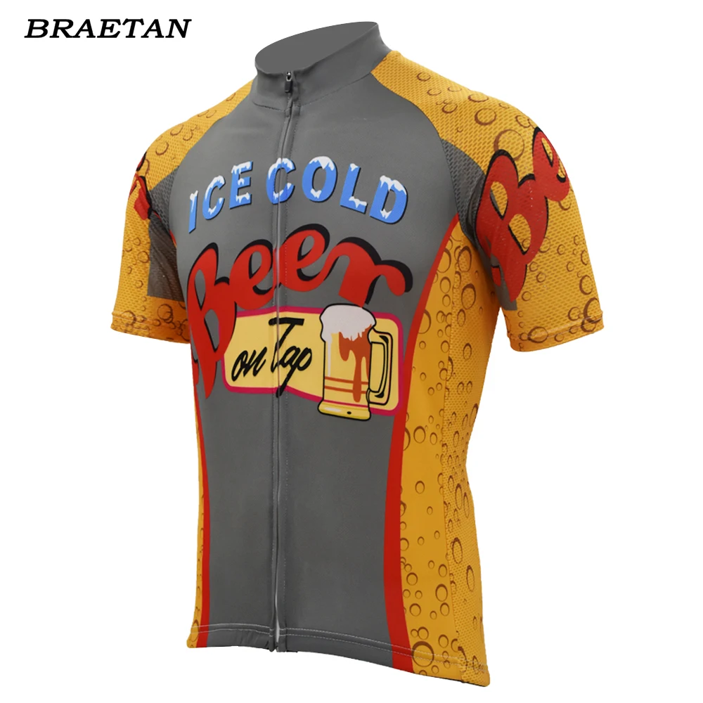 ICE COLD BEER Cycling Jersey Men Short Sleeve Bike Clothing Cycling Wear Top Bicycle Clothes Braetan