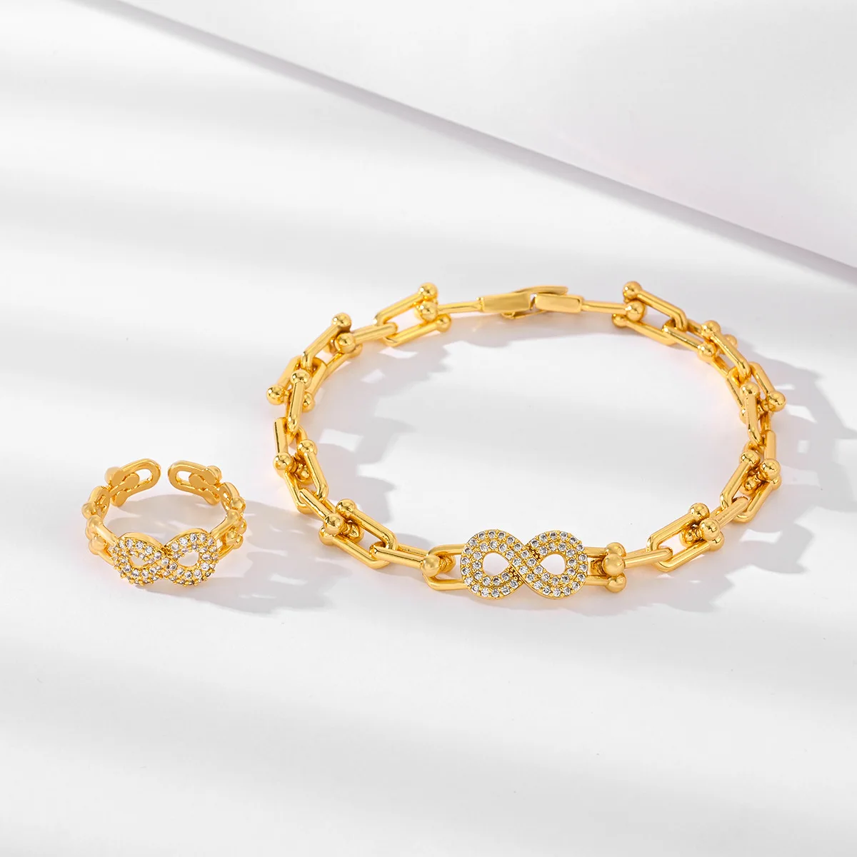 Fashion Africa Europe Dubai 24K Gold Plated Customized Bracelet Ring for Lover's Wedding Party Jewelry Set DD10824