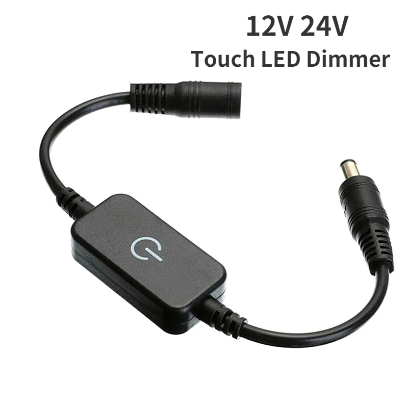 LED Strip Light Switch Touch Dimmer DC 5.5*2.1MM Female Male LED Switch Connector for 12V 24V 5050 3528 Light Strip Single Color