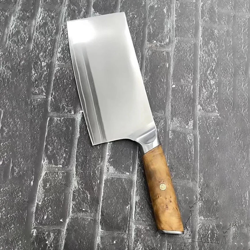 

7,7-дюймовый китайский нож шеф-повара, 3-слойная сталь, 10Cr15CoMov, лезвие, деревянная ручка, нарезка овощей, тесак, мясные кухонные ножи