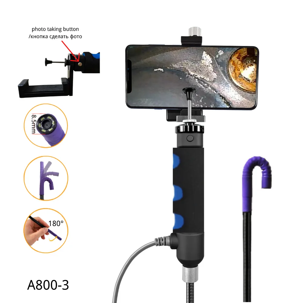 8.5MM Articulating Endoscope Camera HD Steering Borescope Automoble Car Inspection Camera