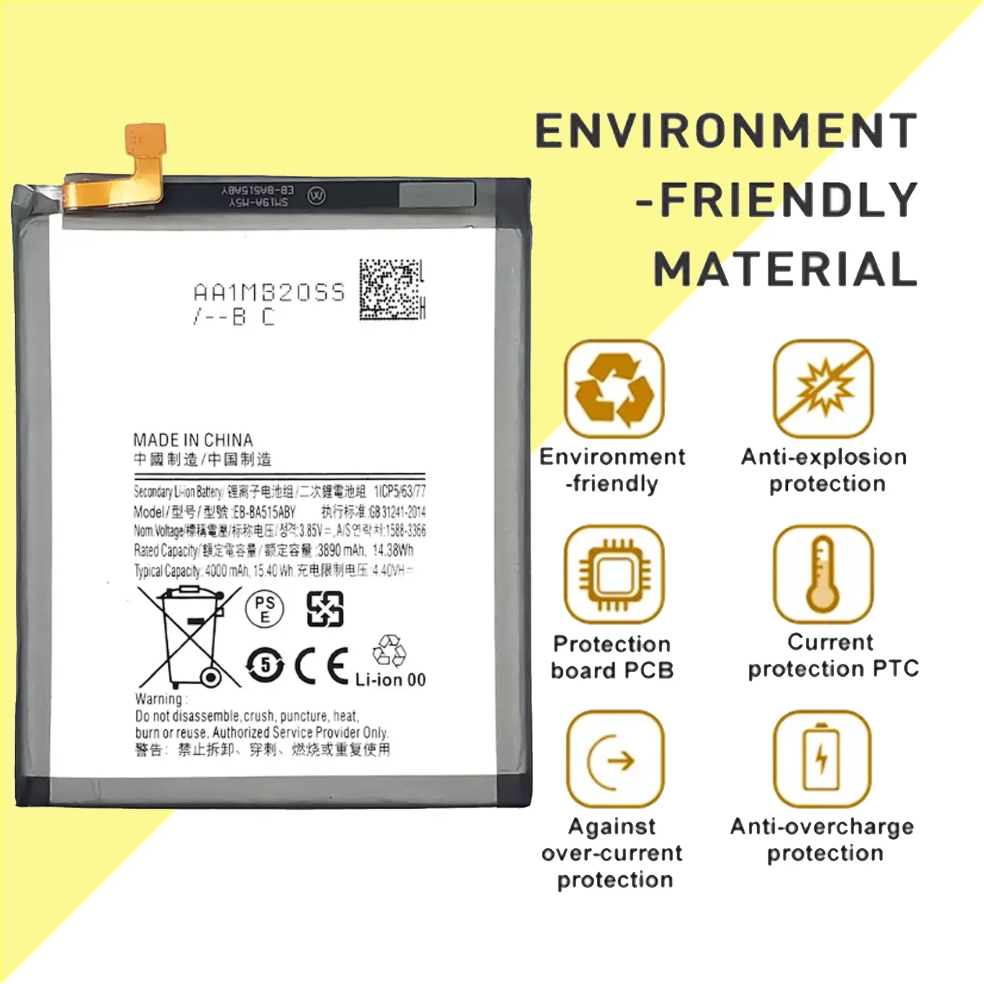 High capacity EB-BA515ABY 4000mAh Replacement Battery For Samsung Galaxy A51 SM-A515 SM-A515F/DSM Mobile phone