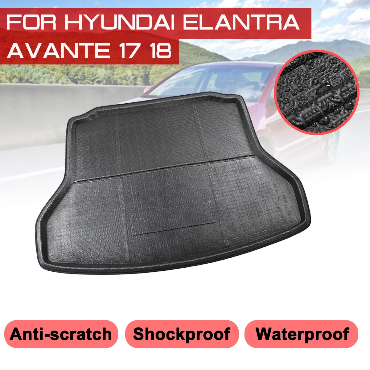 

For Hyundai Elantra Avante 2017 2018 Car Floor Mat Carpet Rear Trunk Anti-mud Cover