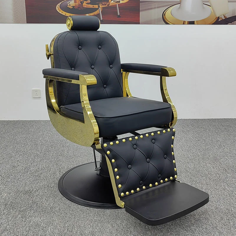 Antique Heavy Duty Durable Professional Modern Luxury Beauty Salon Black Hair Styling Chair Reclining Barber Chair For Sale Use
