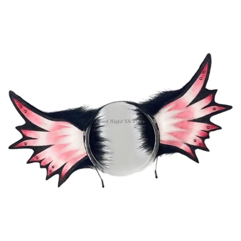  Dimensional Cosplay Hairpiece with Fixed Ear and Wing Accents,Cosplay Accessory, and a Plush-Layered Costume Design