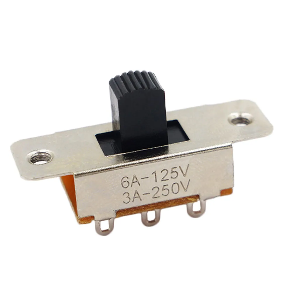 10 szt. On-Off 3-pozycyjny przełącznik suwakowy 2P3T PCB do montażu panelowego Pionowy przełącznik suwakowy 6-pinowy przełącznik dwupozycyjny o wysokim natężeniu 3A 250V