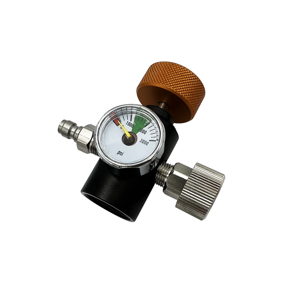 Air Refilling Adapter Fill Station On/Off Aadaptor W/ 8mm Quick Charging,3000psi/5000psi Pressure Gauge For G1/2-14 Tank Valves