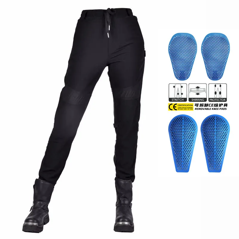 

Female Knight Elastic Mesh Motorcycle Women Jeans High Waist Sexy Racing Road Rider Summer Riding Casual Fashion Pants