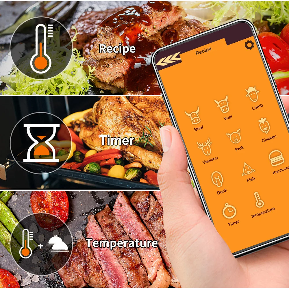 

Upgraded Meat Food Thermometer Wireless Digital Probe Smart Digital Gift Cooking Barbecue Steak Turkey Kitchen Accessories