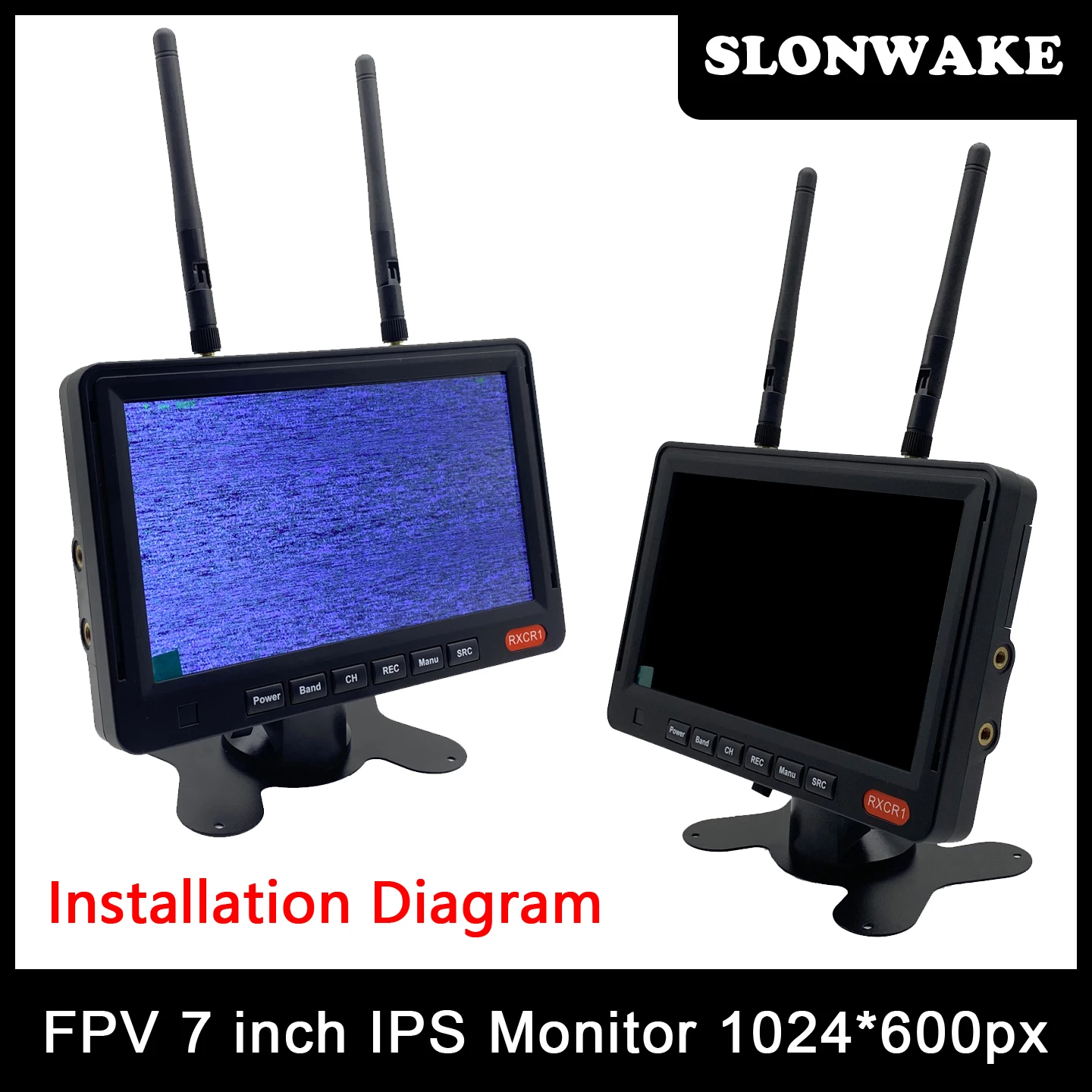 SLONWAKE NEW 5.8G 56CH 7inch IPS display dual antenna integrated reception 1024*600 pixels 600cd built-in 3000mAh battery