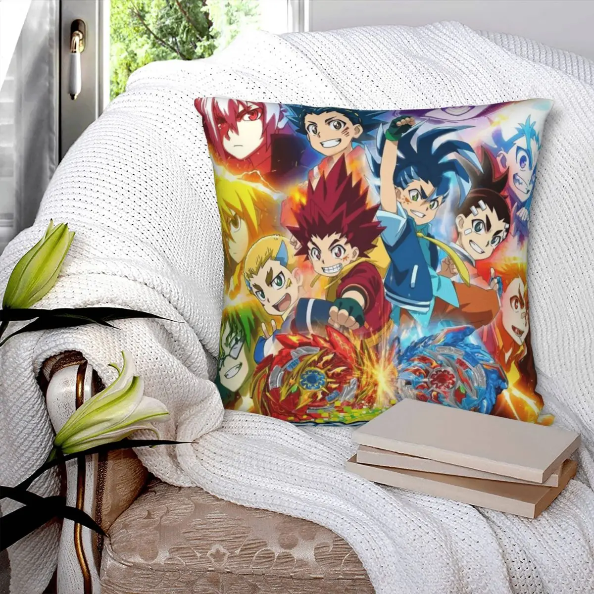 Beyblade Burst Surge Square Pillowcase Polyester Pillow Cover Velvet Cushion Decor Comfort Throw Pillow For Home Bedroom