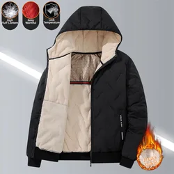 Men's Hooded Parka Casual Coats for Men Autumn Winter Warm Windproof Padded Jacket Outdoor Skiing Fleece Lining Parkas Male