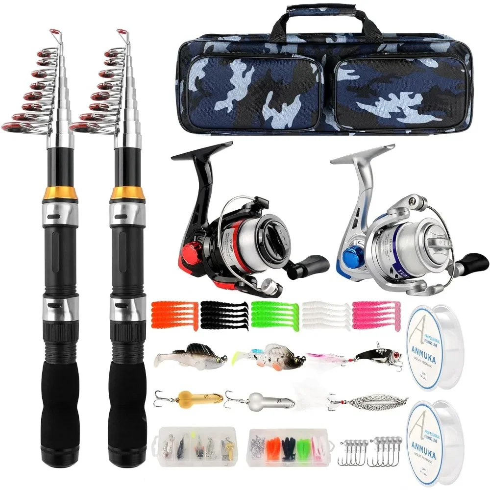 for Telescopic Fishing Rod Reel Combo 2PCS 6.89FT Collapsible Fishing Pole Spinning Reel Lures Accessories