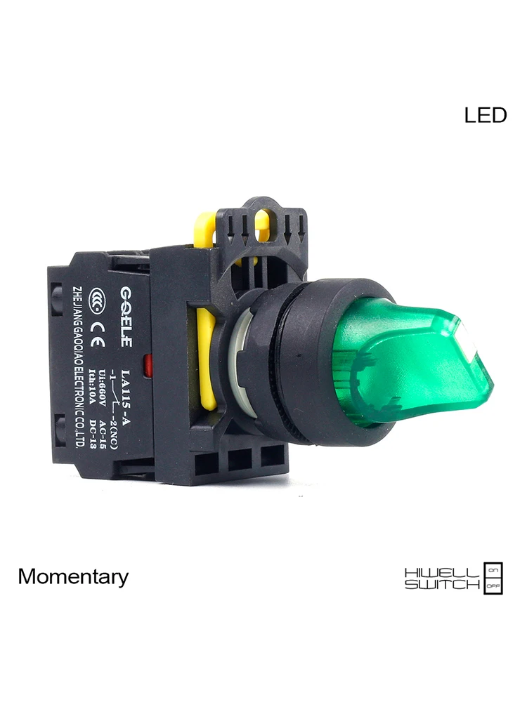 

5 PCS Push button switch Selector switch Short handle 3-Position LED Momentary IP40 1NO 1NC 1N0+1NC 2NO 2NC LA115-A1-11XD-R31