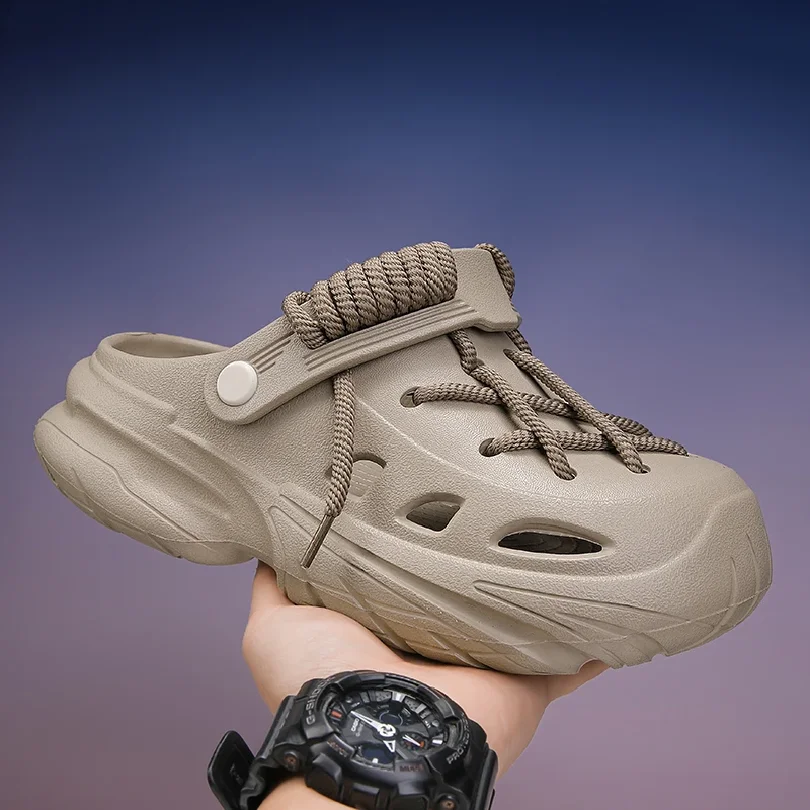 

2025 модная мужская дышащая обувь без шнуровки для воды, уличные тапочки для лета, пляжные сандалии из ЭВА с толстой подошвой для пар