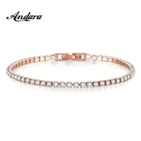 Bracelet tennis en argent sterling 925 plaqué or rose, serti de cristaux étincelants en zircone cubique, bijoux de luxe pour femmes, style hip-hop, cadeau surprise 4