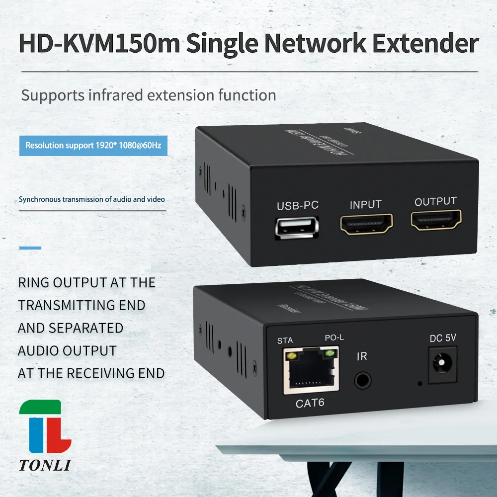 HDmi-kvm 150 m Extender mit IR-Erweiterungs- und Ausgangsfunktion, Trennung von Videosplittern und Konvertern