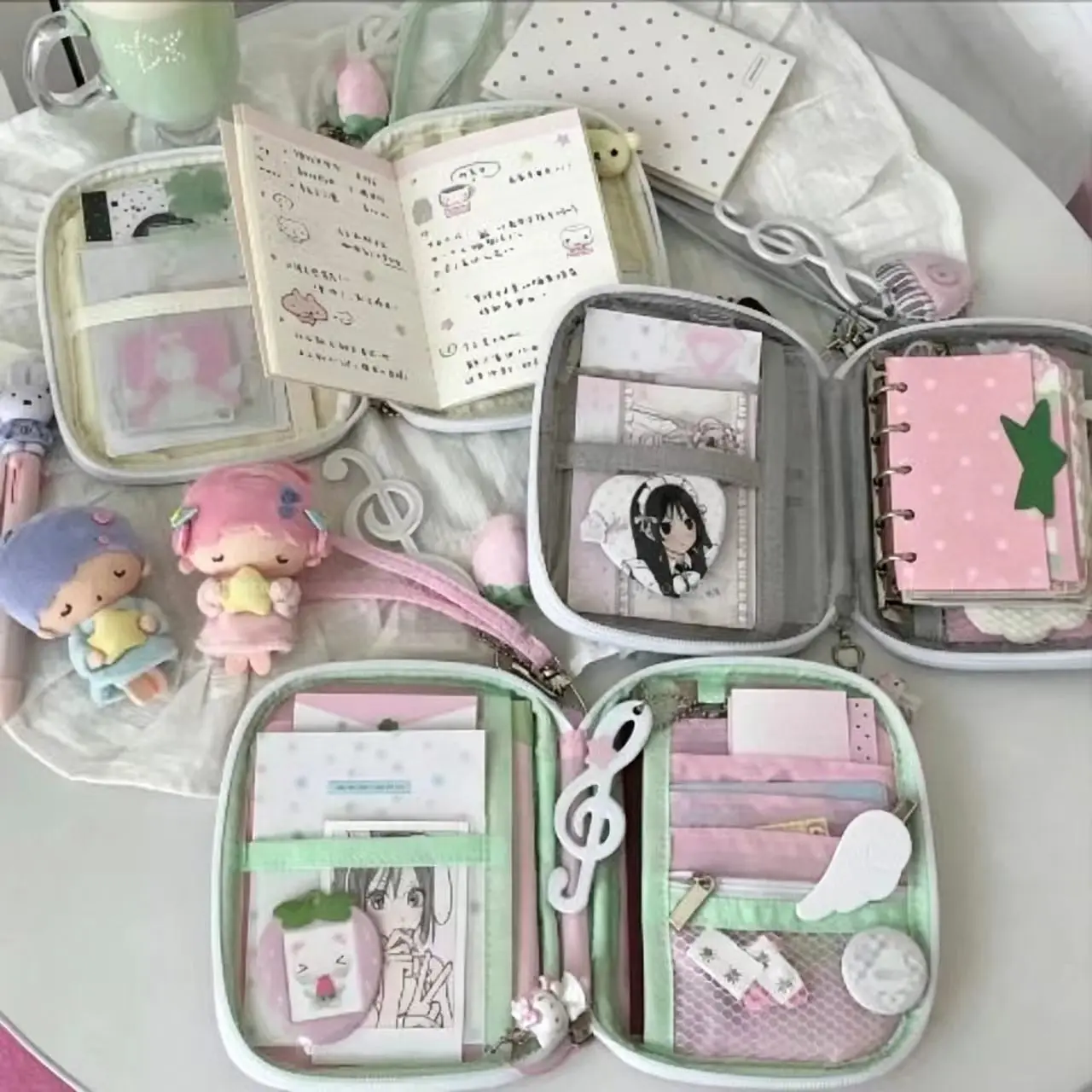 Kawaii Ita Bag Tasche, Transparentes Fenster für Anime-Abzeichen/Fotokarten-Präsentation, Soft-Girl-Style Aufbewahrungstasche für Kleinteile, Kartenhalter – Detail 7