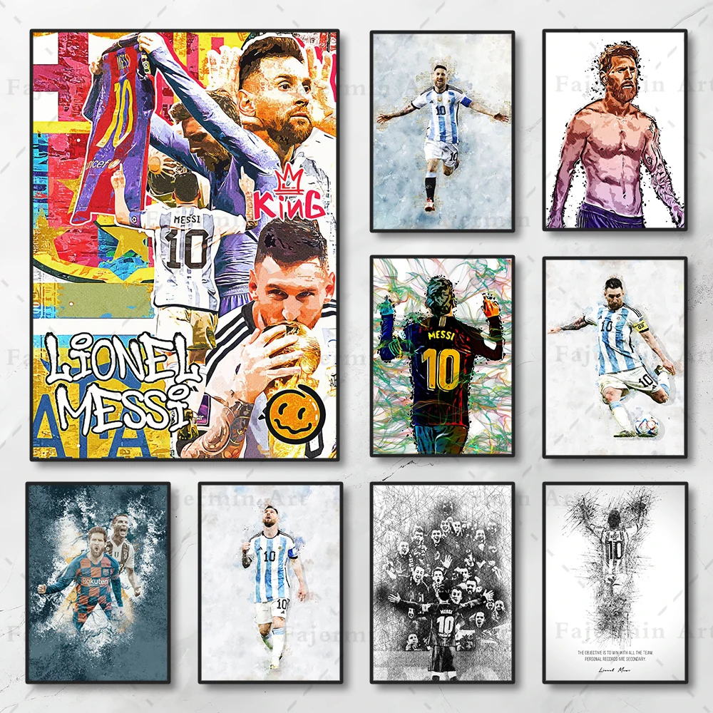 Large Size Football Star Poster Figure Wall Art Canvas Painting for Home Decor Soccer Club Fans Collection Gifts