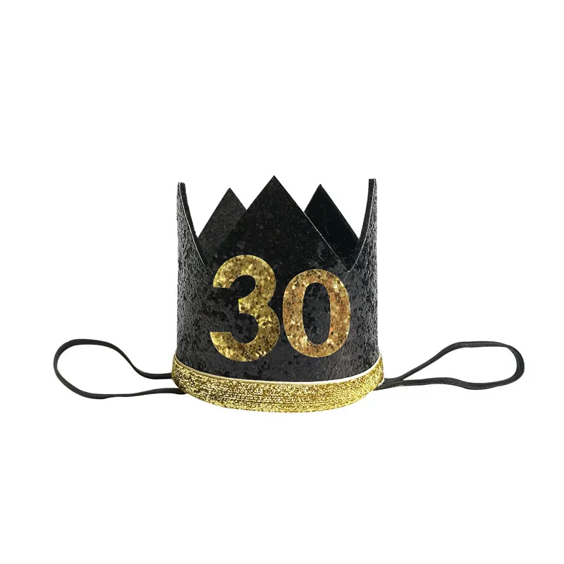 

black 30 40 50 60th Birthday Crown Hat Adult Birthday Anniversary Party Decorative Supplies party birthday props