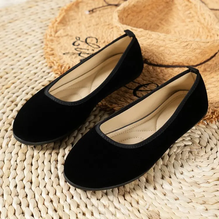 

Women Suede Square Flat Heel Shallow Female Shoes Spring Summer Square Toe Basic Concise Women Pumps