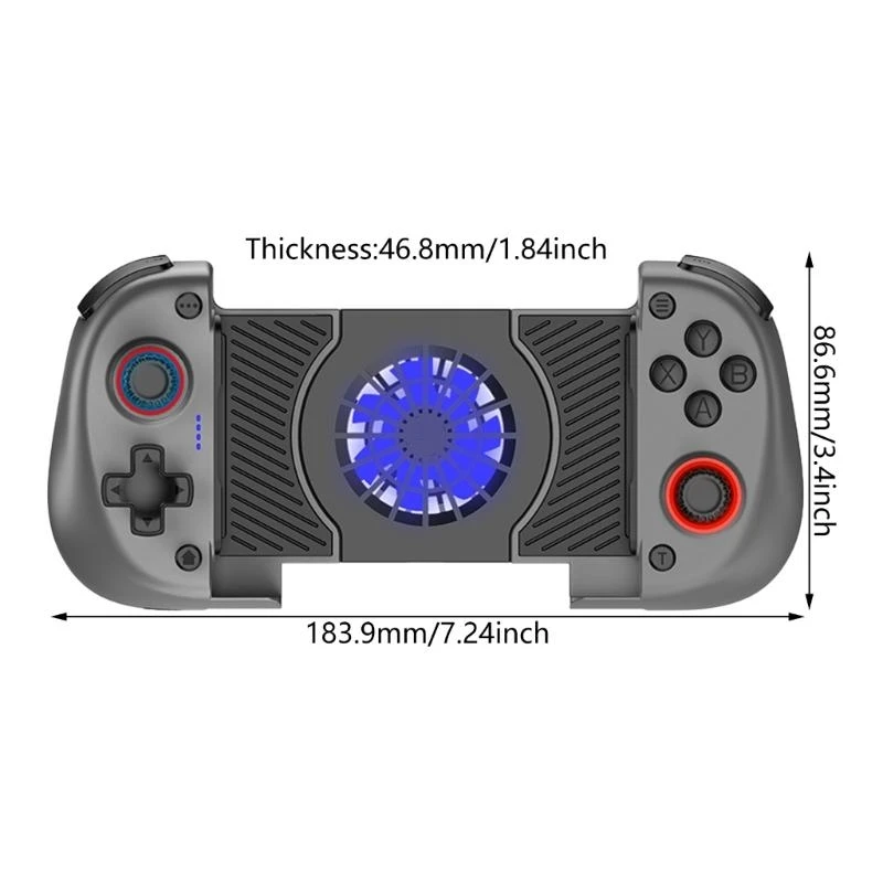  Cellphone Wireless Gamepad Hall Effect Joystick Stretchable Game Controller with Cooling Fan Double Vibration Motors - view 6