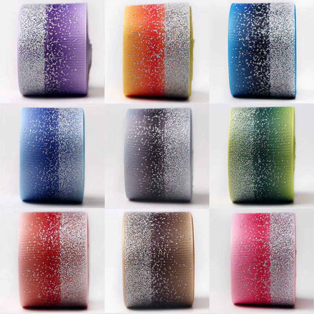 

Gradient Color Glitter Grosgrain Ribbon Decorative Craft Ribbons Perfect For Gift Wrapping Wedding Party Accessories