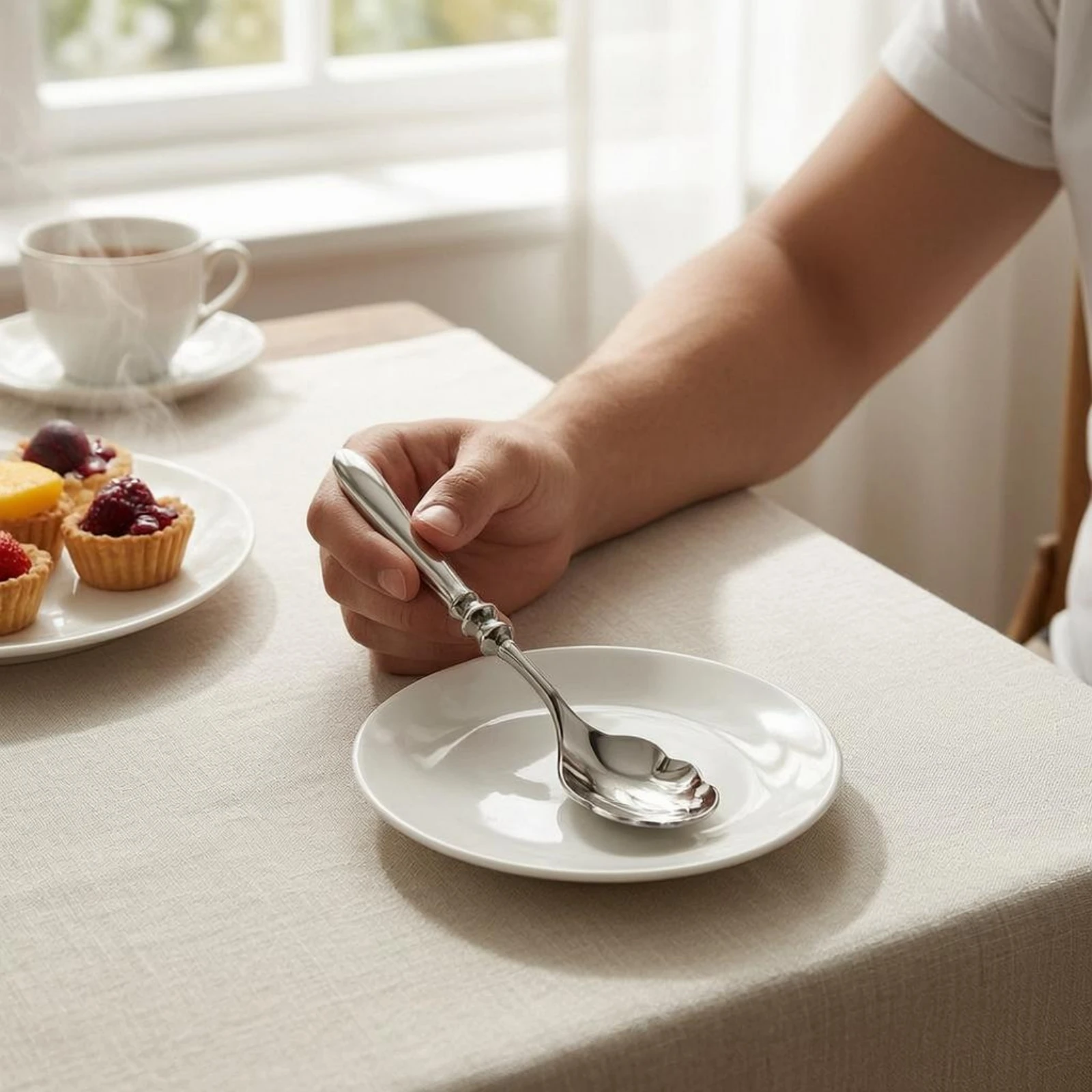 Scalloped Soup Spoon Mirror Polished Shell-Shaped Spoon Tableware Silver Finish Decorative Handle - view 6