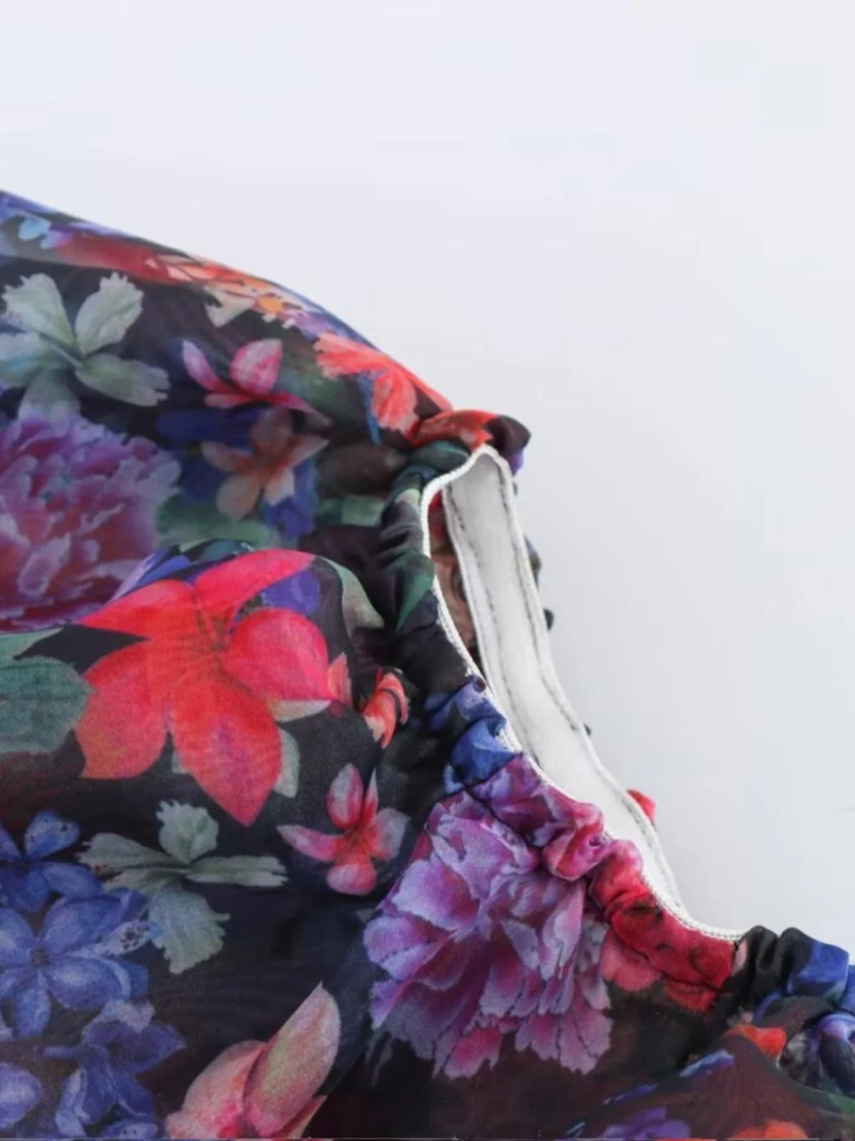 เสื้อผ้าผู้หญิง JNLEAOG Faion แบบพิมพ์ลาย ผ้าออร์แกนซ่าแบบซ้อนชั้น ทรงเปิดไหล่ข้างเดียว สไตล์ฝรั่งเศส ผ้าโพลีเอสเตอร์ กระโปรงทรงบัสิน